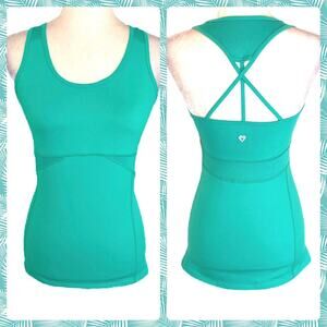 New womens small racerback tank, ladies aqua athletic strappy workout top